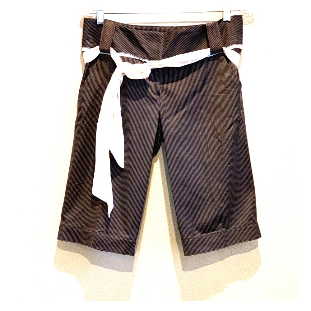 BEBE Dressy Brown Pinstripe Shorts
